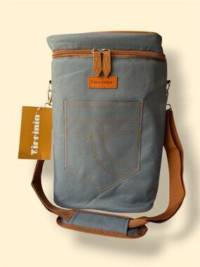 Tirrinia Insulated 4 Bottle Wine Bag - Gray Travel Carrier Tote NWT